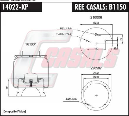 Casals B1150 - Soffietto, Sospensione pneumatica autozon.pro