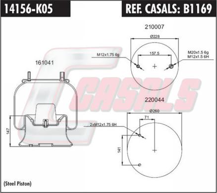 Casals B1169 - Soffietto, Sospensione pneumatica autozon.pro