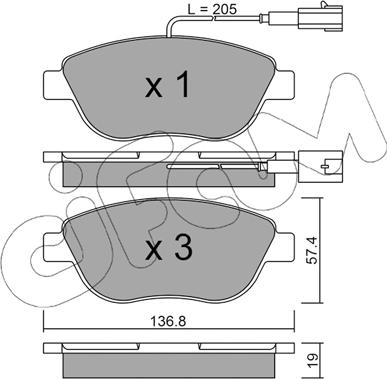 Cifam 822-322-0 - Kit pastiglie freno, Freno a disco autozon.pro