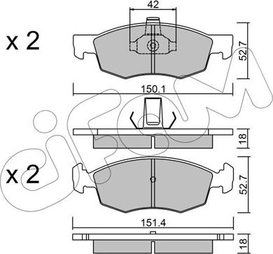 Cifam 822-274-2 - Kit pastiglie freno, Freno a disco autozon.pro