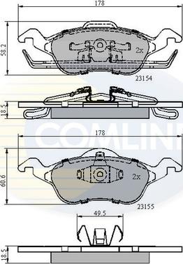 Comline CBP0490 - Kit pastiglie freno, Freno a disco autozon.pro