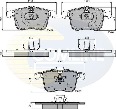 Comline CBP01593 - Kit pastiglie freno, Freno a disco autozon.pro