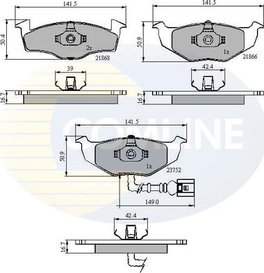 Comline CBP1707 - Kit pastiglie freno, Freno a disco autozon.pro