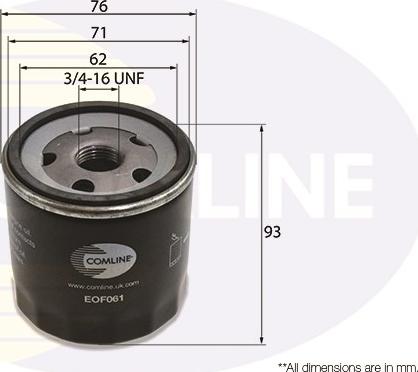 Comline EOF061 - Filtro olio autozon.pro