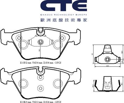 CTE CBL09003 - Kit pastiglie freno, Freno a disco autozon.pro