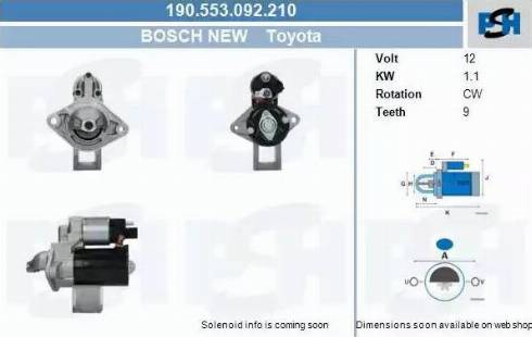 PSH 190.553.092.210 - Motorino d'avviamento autozon.pro