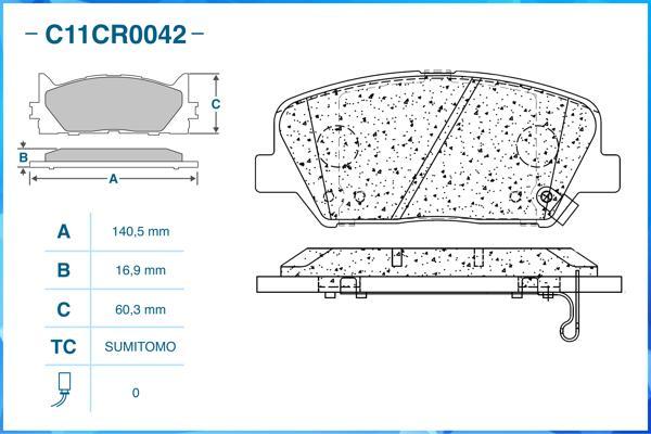 Cworks C11CR0042 - Kit pastiglie freno, Freno a disco autozon.pro