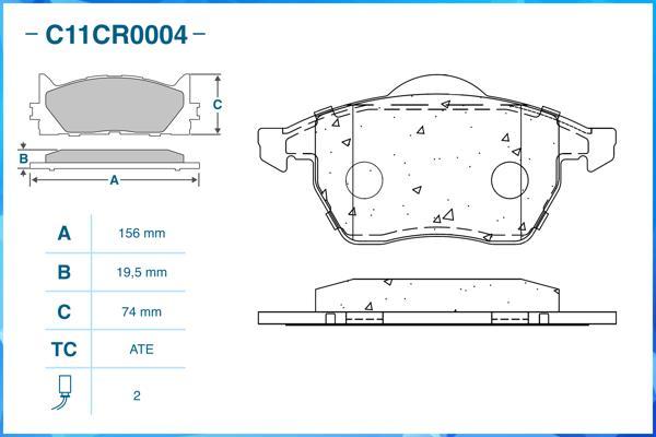 Cworks C11CR0004 - Kit pastiglie freno, Freno a disco autozon.pro