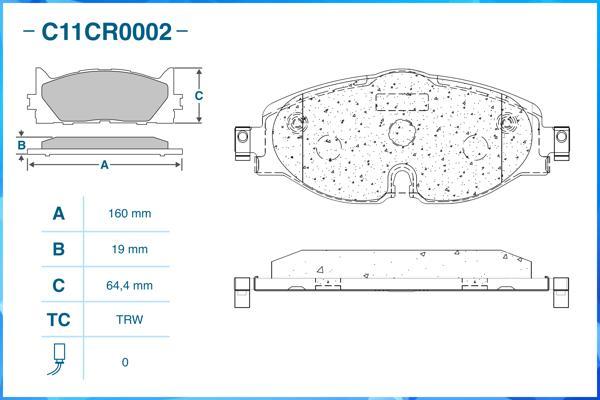 Cworks C11CR0002 - Kit pastiglie freno, Freno a disco autozon.pro