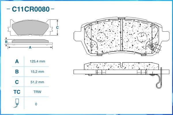 Cworks C11CR0080 - Kit pastiglie freno, Freno a disco autozon.pro