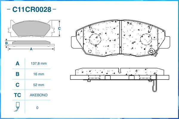 Cworks C11CR0028 - Kit pastiglie freno, Freno a disco autozon.pro