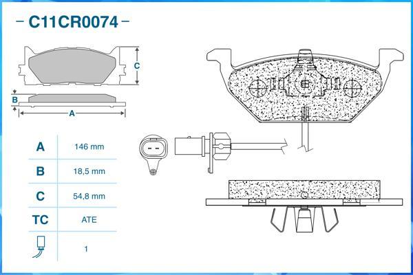 Cworks C11CR0074 - Kit pastiglie freno, Freno a disco autozon.pro