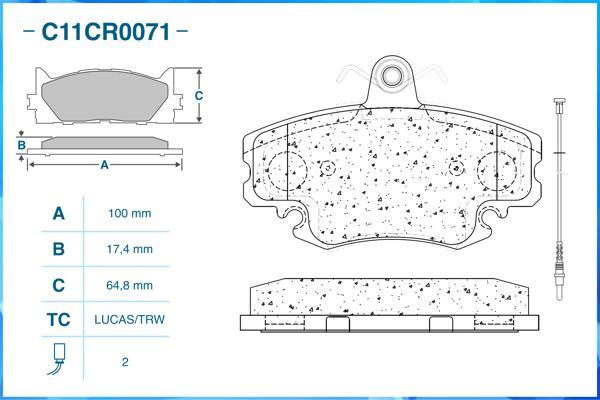 Cworks C11CR0071 - Kit pastiglie freno, Freno a disco autozon.pro