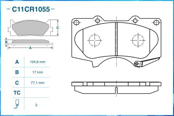 Cworks C11CR1055 - Kit pastiglie freno, Freno a disco autozon.pro