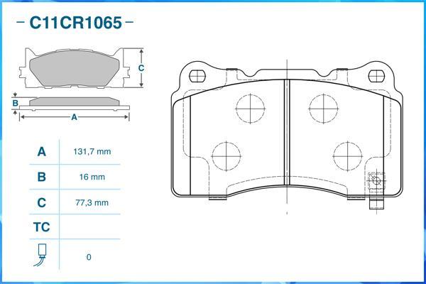 Cworks C11CR1065 - Kit pastiglie freno, Freno a disco autozon.pro