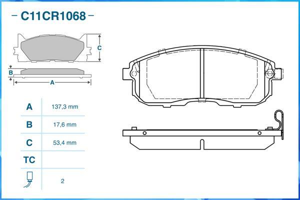 Cworks C11CR1068 - Kit pastiglie freno, Freno a disco autozon.pro