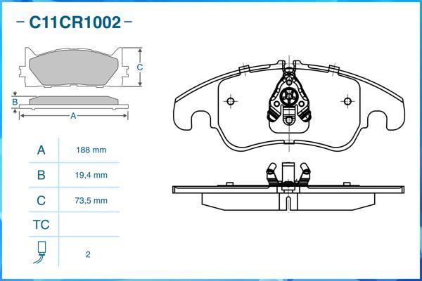 Cworks C11CR1002 - Kit pastiglie freno, Freno a disco autozon.pro