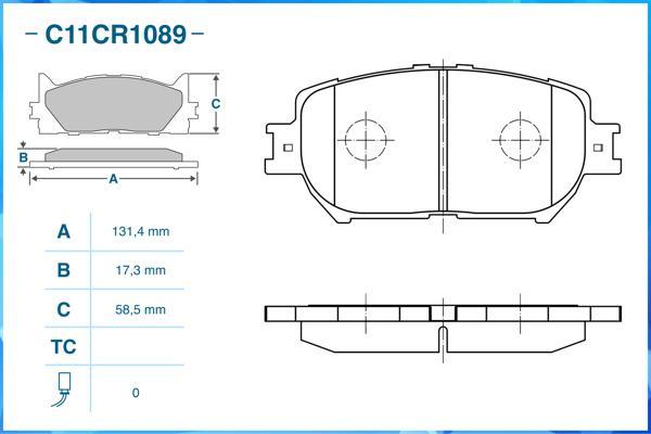 Cworks C11CR1089 - Kit pastiglie freno, Freno a disco autozon.pro