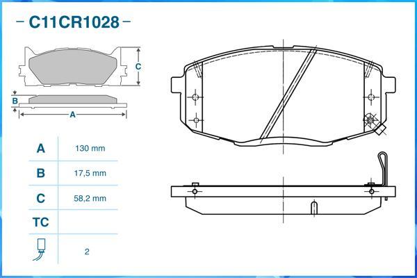 Cworks C11CR1028 - Kit pastiglie freno, Freno a disco autozon.pro