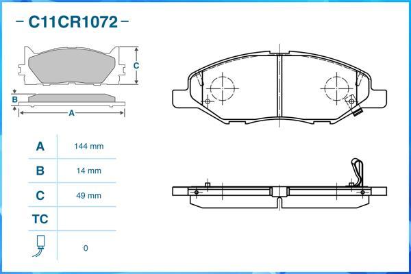 Cworks C11CR1072 - Kit pastiglie freno, Freno a disco autozon.pro