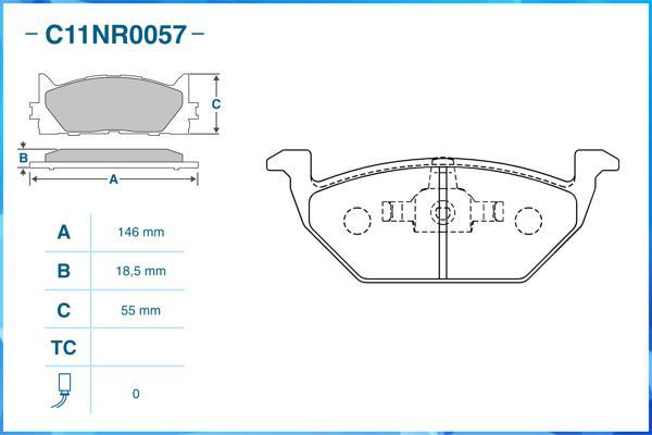 Cworks C11NR0057 - Kit pastiglie freno, Freno a disco autozon.pro