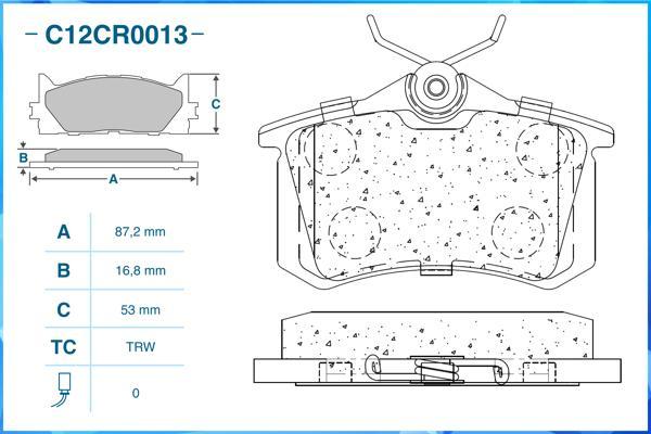 Cworks C12CR0013 - Kit pastiglie freno, Freno a disco autozon.pro