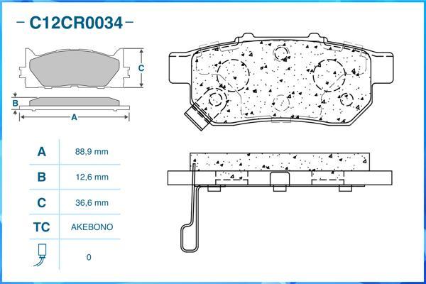 Cworks C12CR0034 - Kit pastiglie freno, Freno a disco autozon.pro