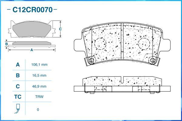 Cworks C12CR0070 - Kit pastiglie freno, Freno a disco autozon.pro