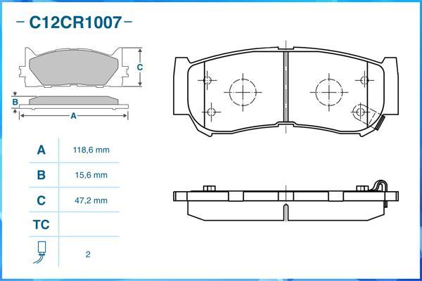 Cworks C12CR1007 - Kit pastiglie freno, Freno a disco autozon.pro