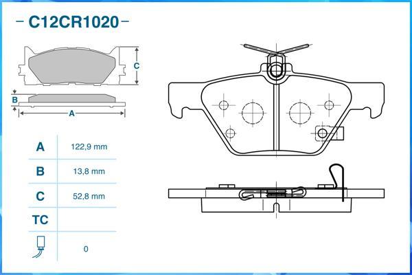 Cworks C12CR1020 - Kit pastiglie freno, Freno a disco autozon.pro