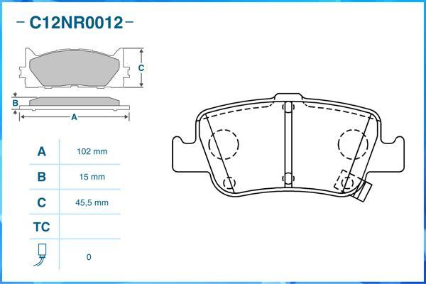 Cworks C12NR0012 - Kit pastiglie freno, Freno a disco autozon.pro