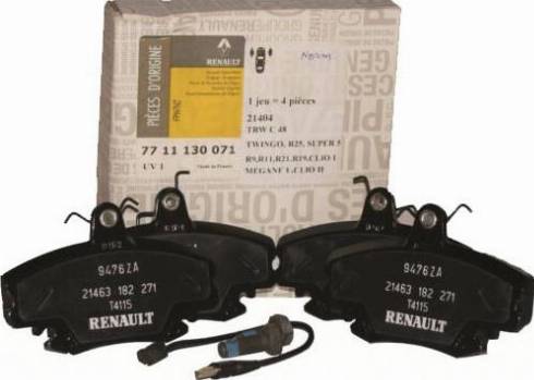 DACIA 77 11 130 071 - Kit pastiglie freno, Freno a disco autozon.pro