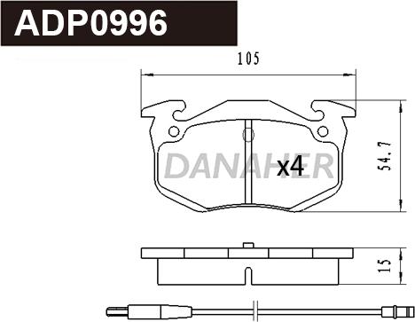 Danaher ADP0996 - Kit pastiglie freno, Freno a disco autozon.pro