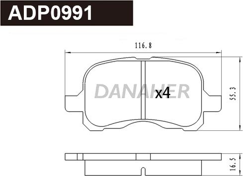 Danaher ADP0991 - Kit pastiglie freno, Freno a disco autozon.pro