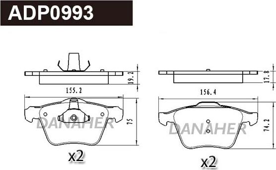 Danaher ADP0993 - Kit pastiglie freno, Freno a disco autozon.pro