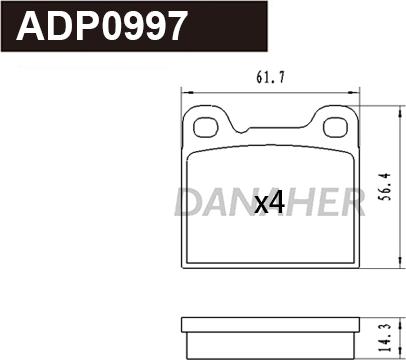 Danaher ADP0997 - Kit pastiglie freno, Freno a disco autozon.pro