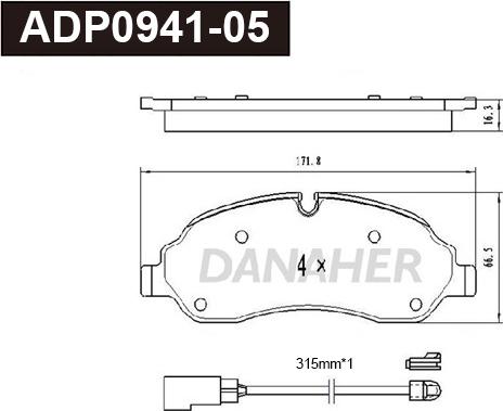 Danaher ADP0941-05 - Kit pastiglie freno, Freno a disco autozon.pro