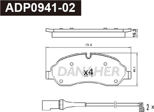 Danaher ADP0941-02 - Kit pastiglie freno, Freno a disco autozon.pro