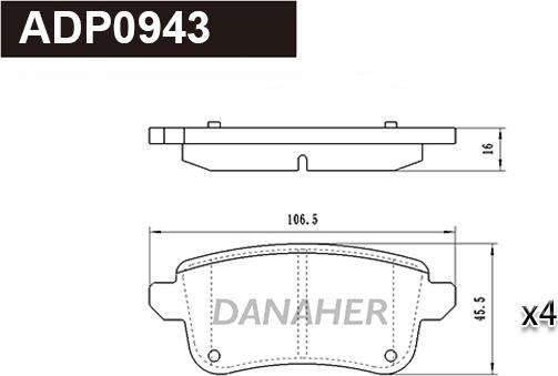 Danaher ADP0943 - Kit pastiglie freno, Freno a disco autozon.pro