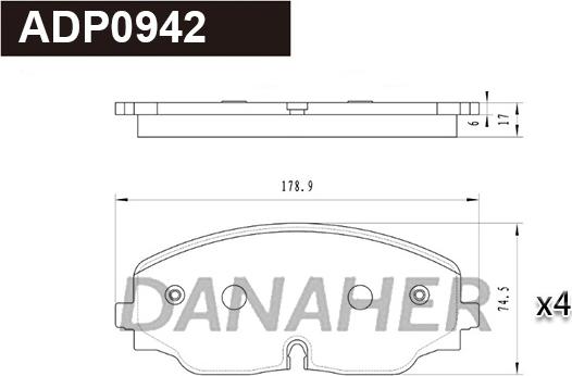 Danaher ADP0942 - Kit pastiglie freno, Freno a disco autozon.pro