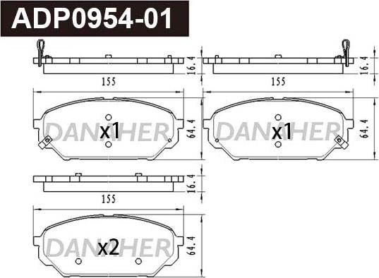 Danaher ADP0954-01 - Kit pastiglie freno, Freno a disco autozon.pro