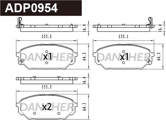 Danaher ADP0954 - Kit pastiglie freno, Freno a disco autozon.pro