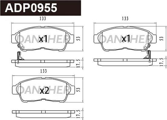 Danaher ADP0955 - Kit pastiglie freno, Freno a disco autozon.pro