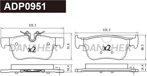 Danaher ADP0951 - Kit pastiglie freno, Freno a disco autozon.pro