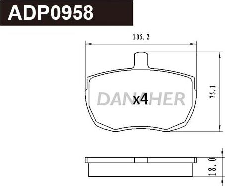 Danaher ADP0958 - Kit pastiglie freno, Freno a disco autozon.pro