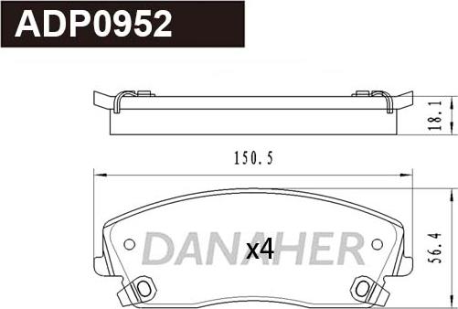 Danaher ADP0952 - Kit pastiglie freno, Freno a disco autozon.pro