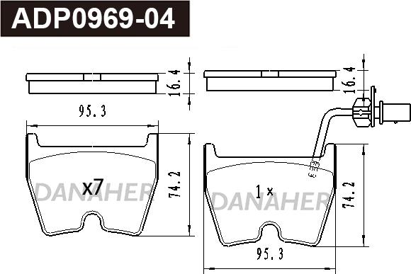 Danaher ADP0969-04 - Kit pastiglie freno, Freno a disco autozon.pro