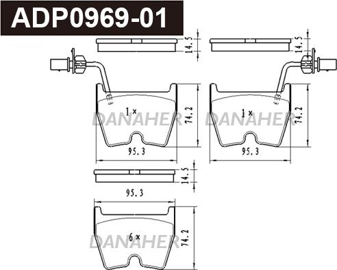 Danaher ADP0969-01 - Kit pastiglie freno, Freno a disco autozon.pro