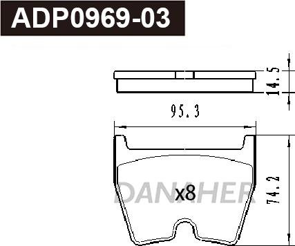 Danaher ADP0969-03 - Kit pastiglie freno, Freno a disco autozon.pro