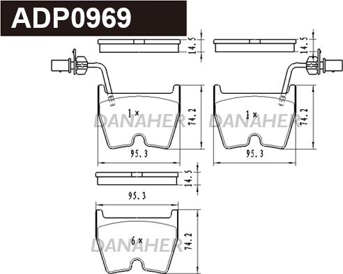 Danaher ADP0969 - Kit pastiglie freno, Freno a disco autozon.pro